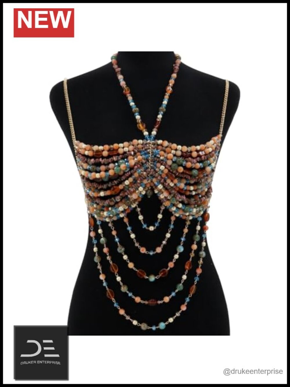 Resin Bead Body Chain Mermaid Top Rave Outfit
